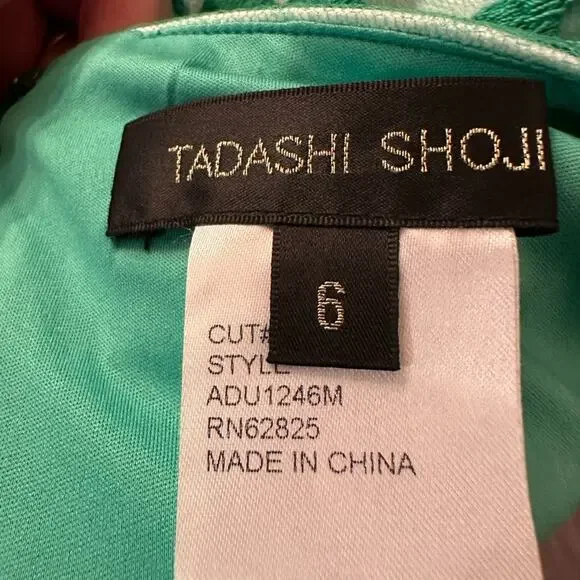 Tadashi Shoji Green Lace Embroidered Fit-and-Flare Cocktail Dress Size 6 - Picture 9 of 10